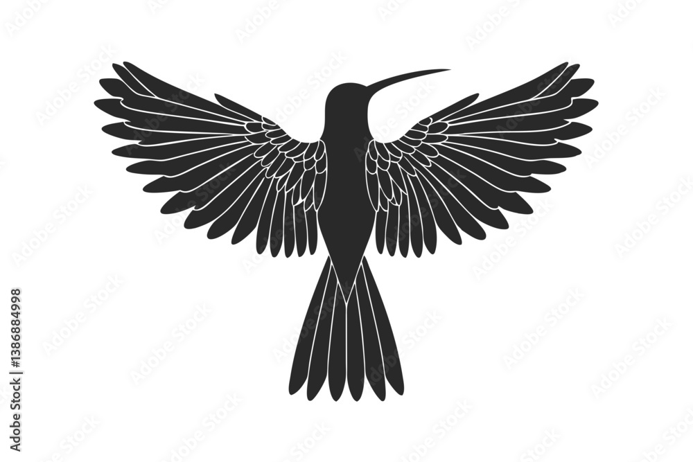Fototapeta premium Sabrewing bird silhouette vector illustration