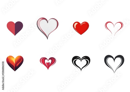 set of red heart