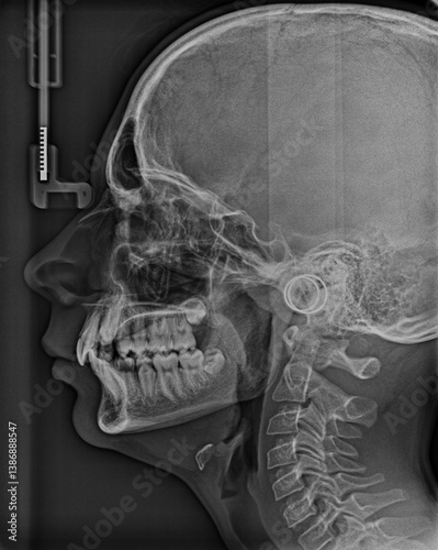 X-ray image of human skull