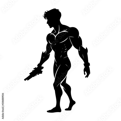 silhouette of a man whit whit background