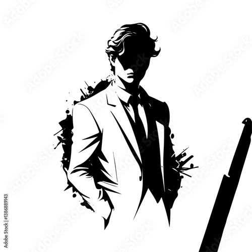 silhouette of a man with Shadowed Thoughts: A Tale Within and Botanical Mindscape with white background