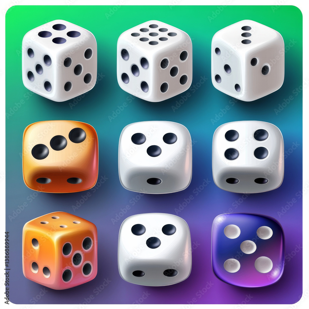 White 3d isolated realistic dice for casino game vector icon. Backgammon lucky cube roll with 1, 6 or two dot number. Random rolling square luck choice for poker gaming entertainment illustration White 3d isolated realistic dice for casino game vector icon. Backgammon lucky cube roll with 1, 6 or two dot number. Random rolling square luck choice for poker gaming entertainment illustration