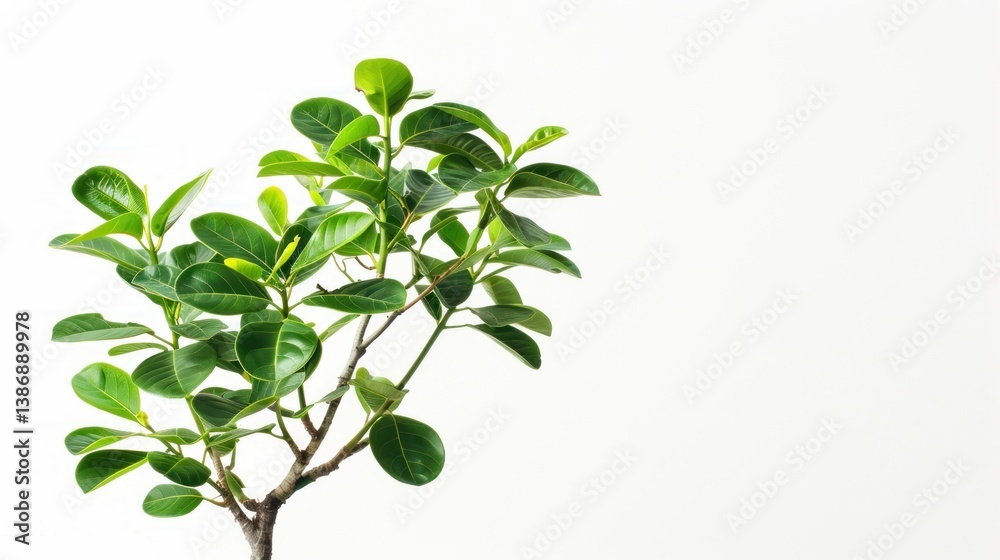 Obraz premium Green Plant Branch on White Background