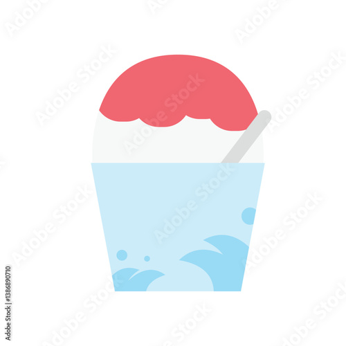 かき氷のベクターイラスト：夏のデザート - Shaved Ice Vector Illustration: Summer Dessert