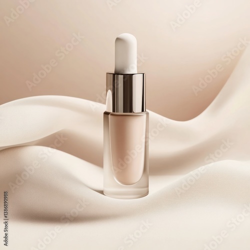Elegant Serum Bottle Presentation on Soft Drape Background for Beauty Product