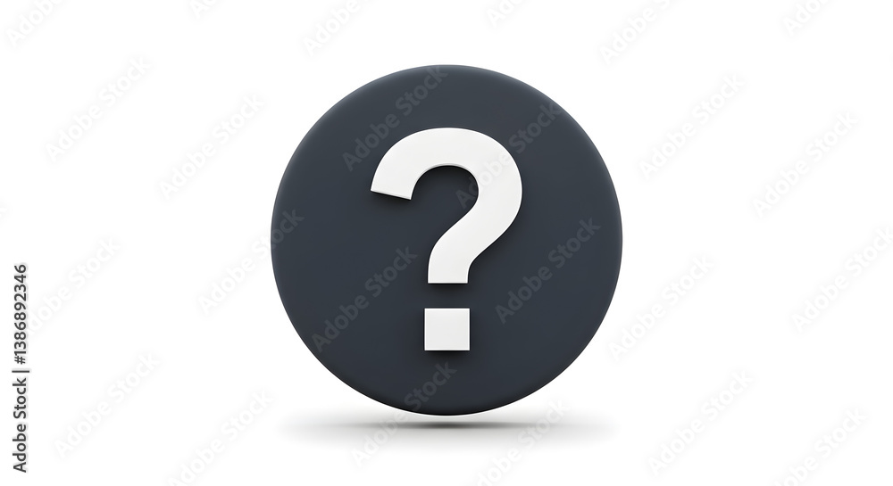 Question Mark in Dark Gray Circle Icon on White Background with Soft Shadows Question Mark in Dark Gray Circle Icon on White Background with Soft Shadows