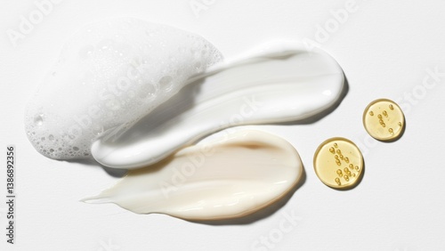 Quadro su tela Minimal skincare foam cream and serum drop texture