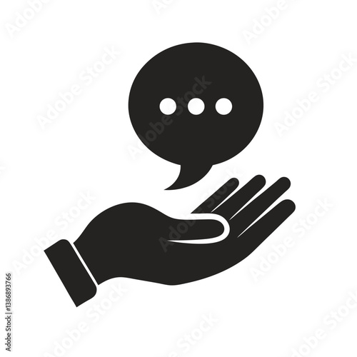 black silhouette open hand speech bubble minima.eps