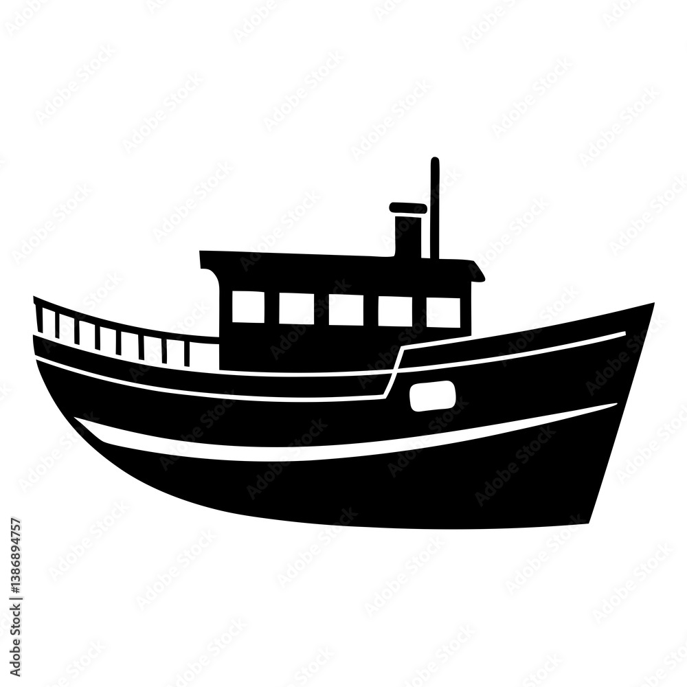 Fototapeta premium Boat silhouette isolated on white background