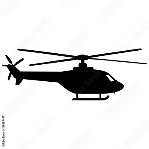 Helicopter silhouette isolated on white background