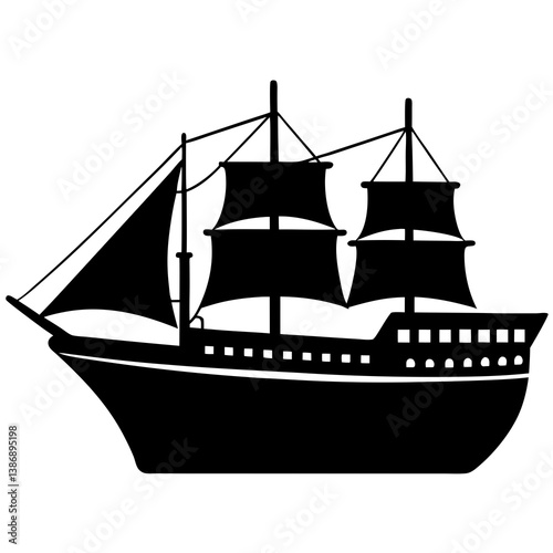 Ship silhouette vector isolated on white background