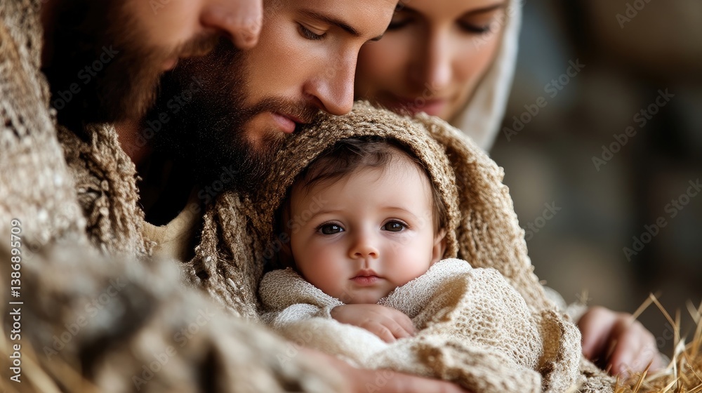 Obraz premium Holy Family, a tender depiction of the baby Jesus