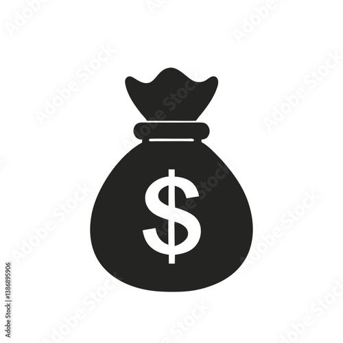money bag icon dollar sign black silhouette finance.eps