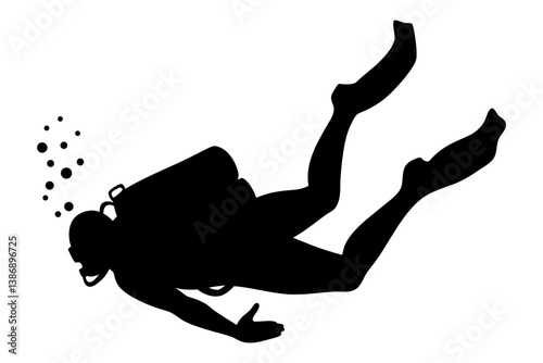 Scuba diver vector silhouette