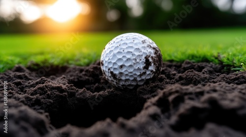 Golf ball in a divot