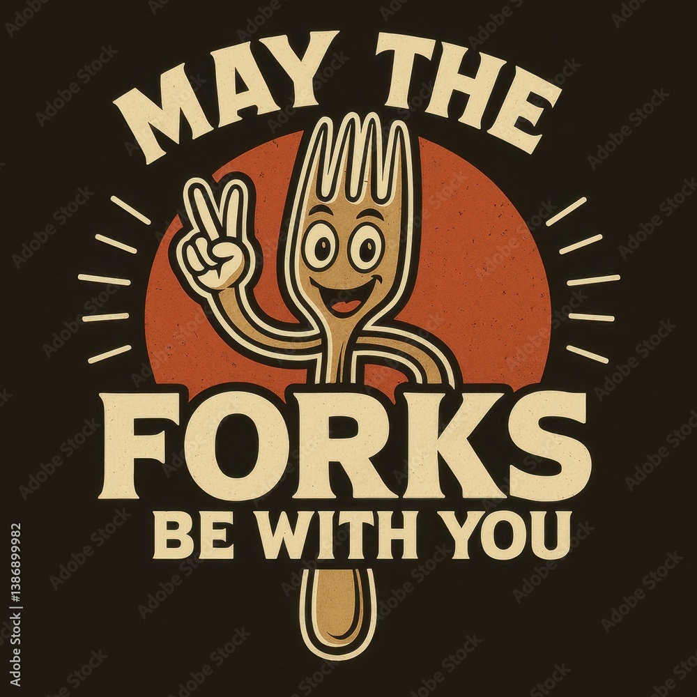 Obraz premium May the Forks Be With You Funny Kitchen T Shirt Graphic