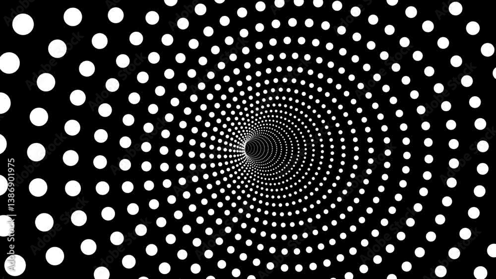 hypnotic black and white spiral illusion background