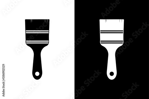 Black Paint Brush Silhouette Vector Isolated on White.