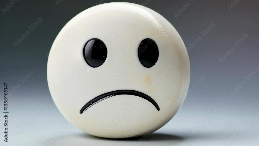 Sad emoticon depicting a frown against a plain background highlighting feelings of disappointment or sadness