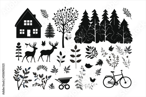 A collection of animals and trees from the wild west  photo