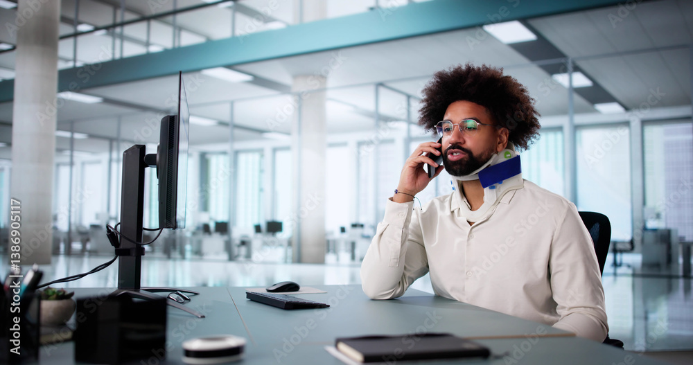 Office Worker Making Compensation Call