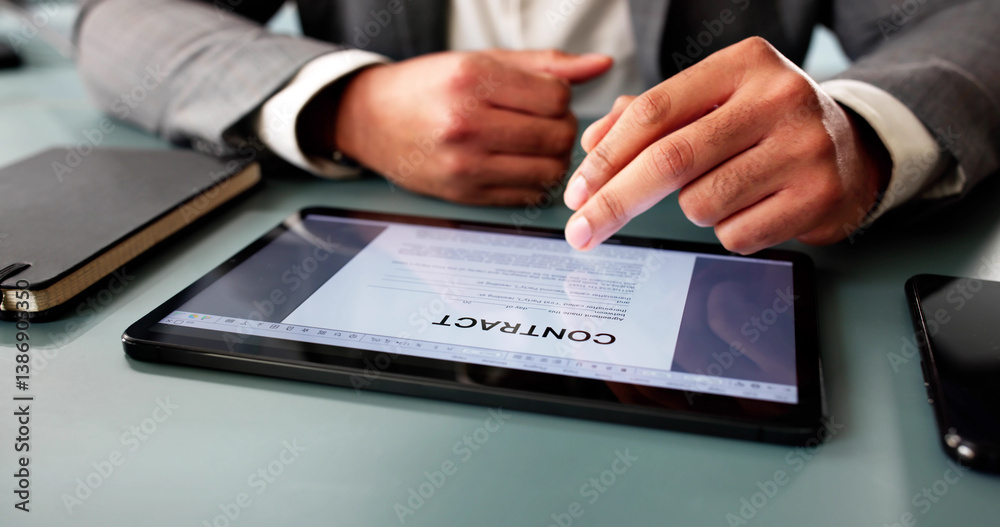 Focused African American Executive Reviews Insurance Contract