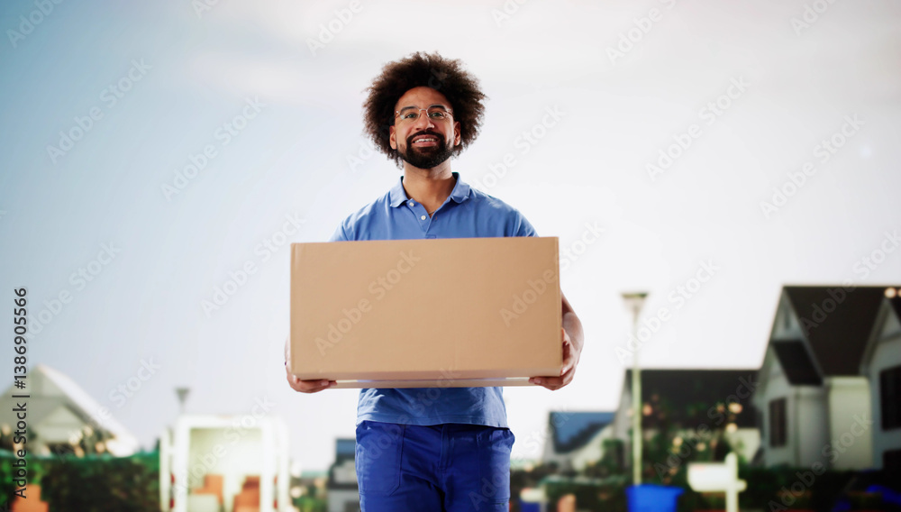 Busy Mover in Uniform Carrying Parcel