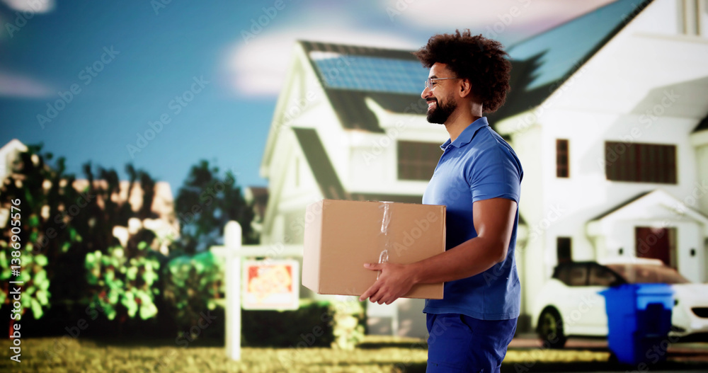 The Postal Worker is Delivering a Package