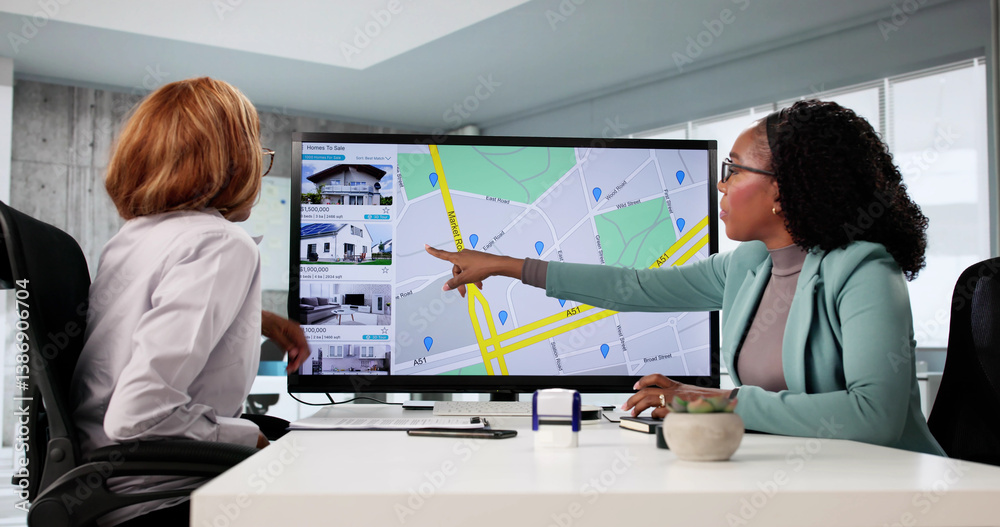 Exploring Real Estate Options: Woman Using Computer
