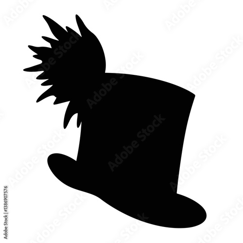 Elegant silhouette of a marching band hat, black and white design