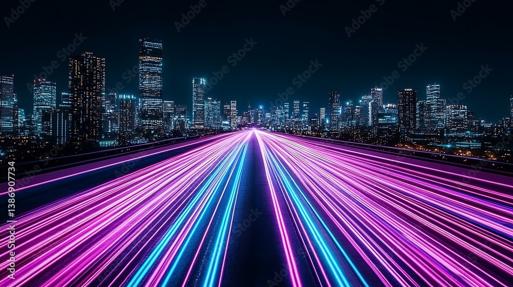 Fototapeta premium Neon City Highway Speed