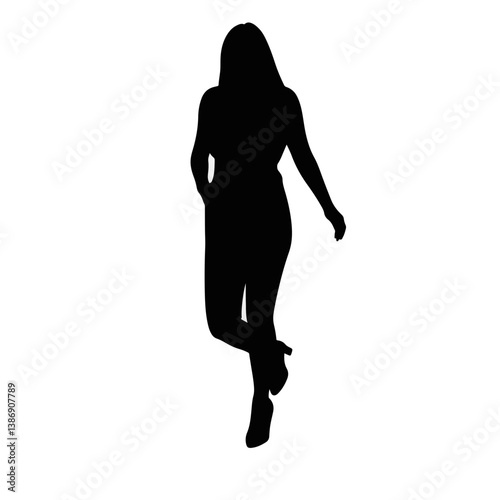 Dynamic silhouette of a woman walking gracefully, artistic expression