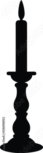 Candlestick with Candle Silhouette Icon