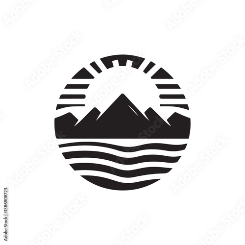 sunset vector silhouette clip art logo illustration