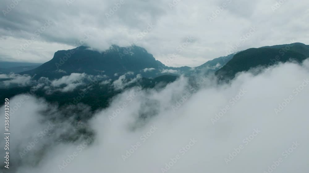 Top view Morning Mist and Viewpoint with Layers of Mountains Top view Morning Mist and Viewpoint with Layers of Mountains