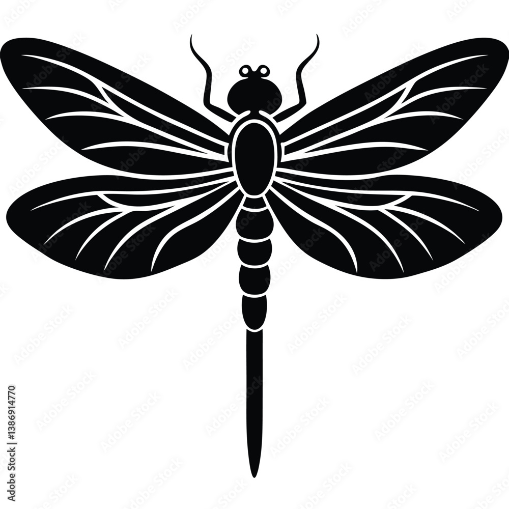 Fototapeta premium Dragonfly single vector silhouette pic
