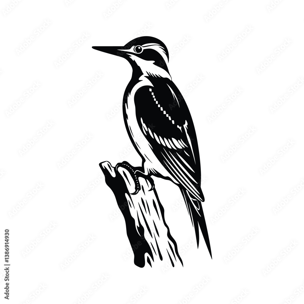 Fototapeta premium Woodpecker minimalist silhouette design vector art