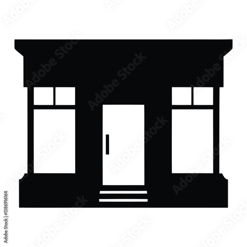 Studio Apartment Silhouette, Vector, Icon, Logo, White Background.