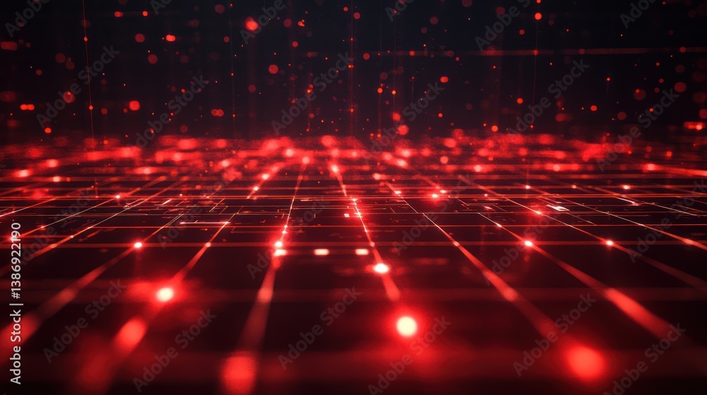 Fototapeta premium Abstract digital red grid background (1)
