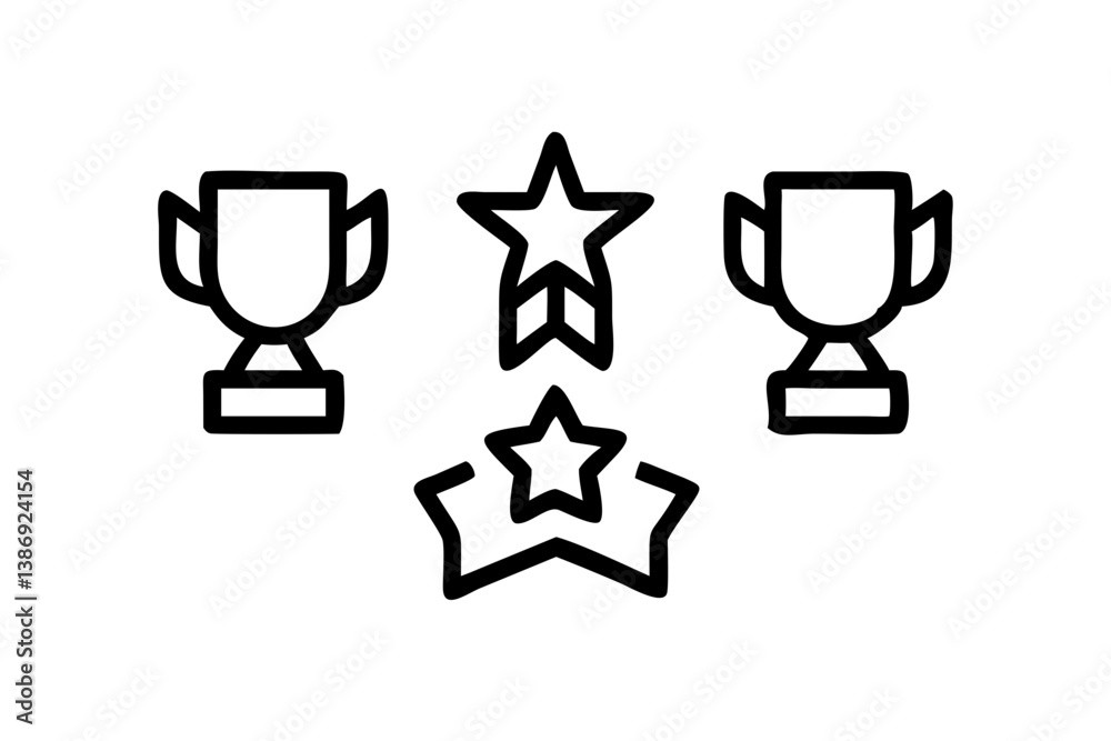 Achieve Excellence Trophies and Stars Award Icons Achieve Excellence Trophies and Stars Award Icons
