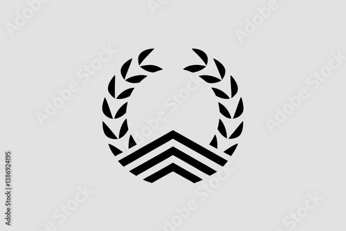 Elegant Black and White Laurel Wreath and Chevron Design Logo