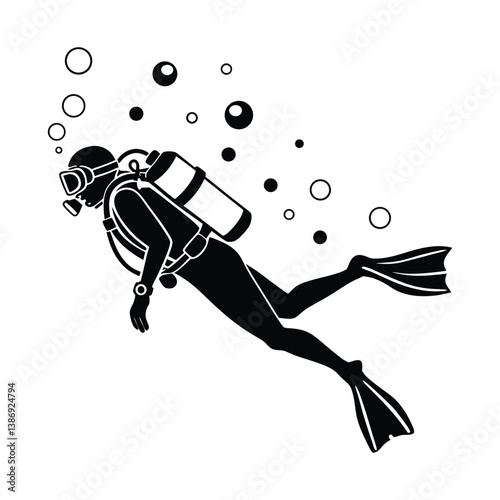 Vector illustration of a scuba diver