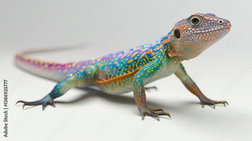 Fototapeta premium 3D model of a multi-colored whiptail lizard