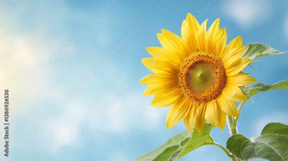 Vivid sunflower against brilliant blue sky captivating closeup of nature beauty in full bloom Vivid sunflower against brilliant blue sky captivating closeup of nature beauty in full bloom