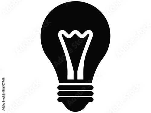 Light Bulb Vector Art, Energy Saving Bulb Outline, Electricity and Power Symbol