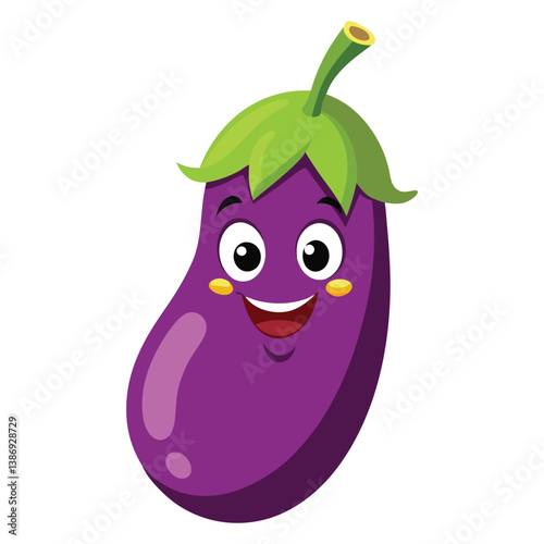 Cartoon smiling eggplant animation with no background