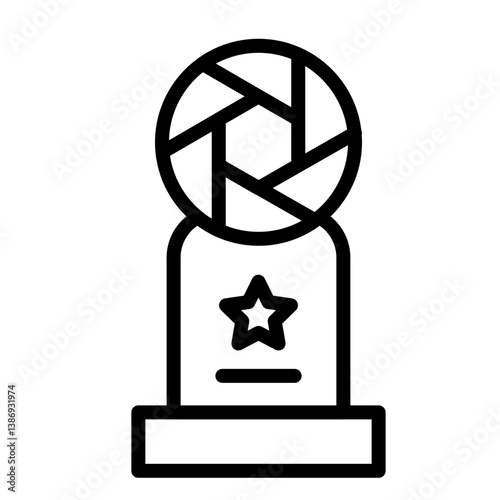 Photography Contest Trophy Vector Line Icon Design