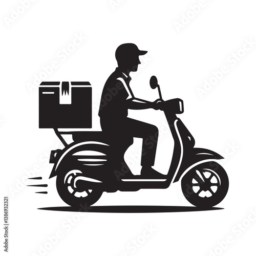 A man on the moped silhouette vector. Moped rider logo icon on a white background   