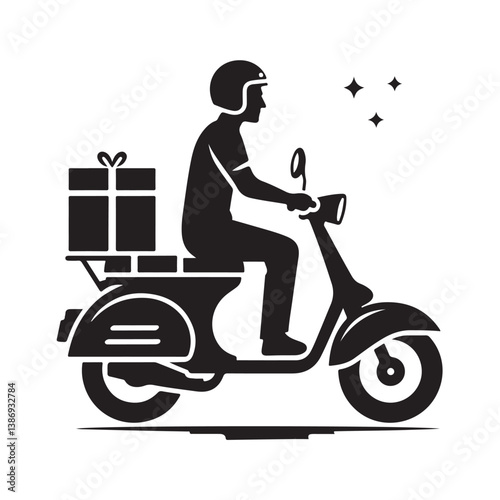 A man on the moped silhouette vector. Moped rider logo icon on a white background   