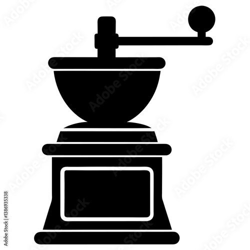 Premium Grinder Silhouette Vector Icon Clean White Background.